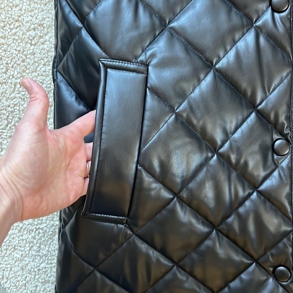 ZARA Quilted Faux Leather Longline Jacket Size XS - Picture 10 of 15